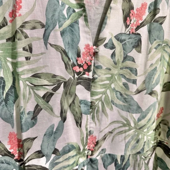 J. Mclaughlin Cunningham Palm Print Linen Blend Tiered Maxi Dress XLarge AS IS - Picture 7 of 15